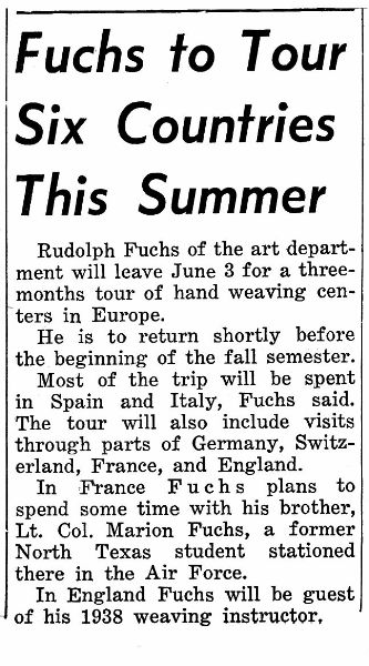 Fuchs to tour six countries, May 1955